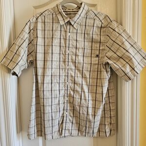 Marmot Beige and Brown Plaid Short-Sleeve Button-Down Shirt